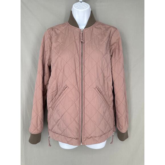 Abercrombie Fitch Jacket Womens XS Brown Pink Quilted Bomber Zip Reversible - Picture 2 of 10